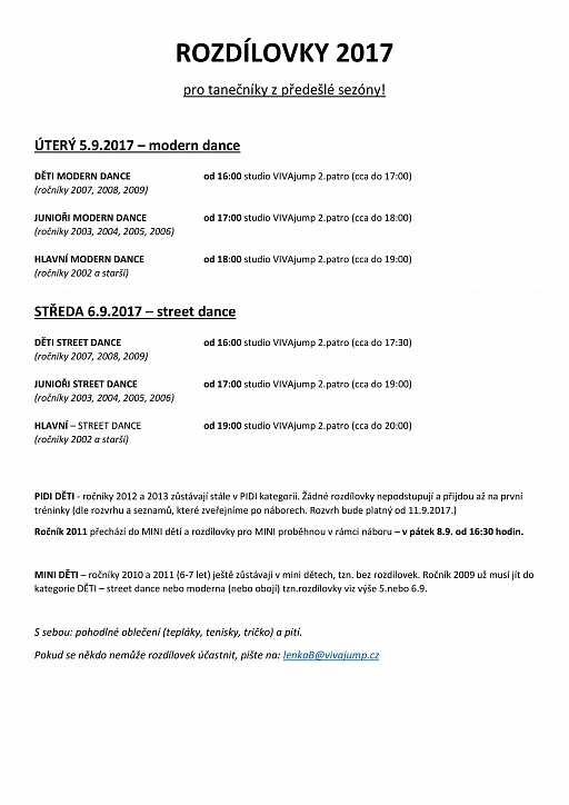 Rozdílovky 2017