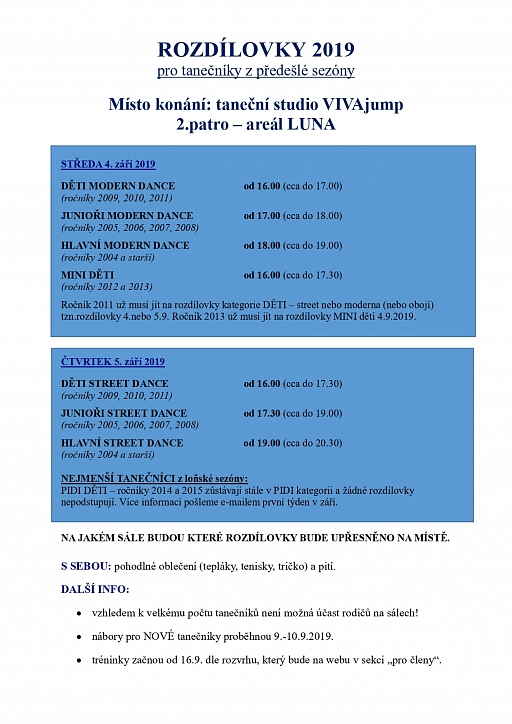 ROZDÍLOVKY 2019 / 4.-5.9.2019