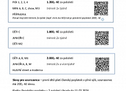 Platba členských poplatků za 2. pololetí